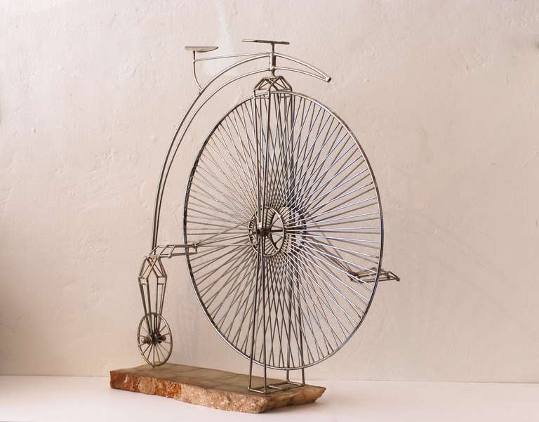 American Penny Farthing Bicycle Sculpture In The Style Of Curtis Jere