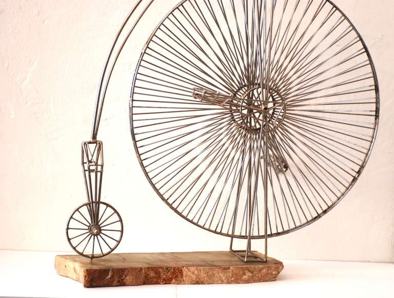 Penny Farthing Bicycle Sculpture In The Style Of Curtis Jere In Excellent Condition In Palm Springs, CA