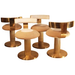 Used Set of Four Klismos Swivel Brass stools