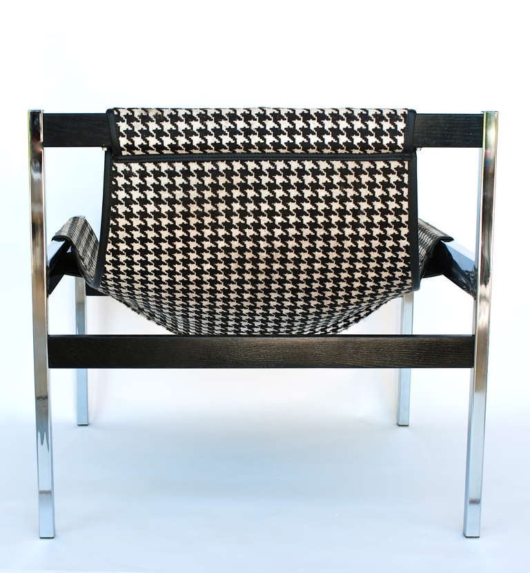 Mid-Century Modern Houndstooth Sling Lounge Chair  by Jerry Johnson