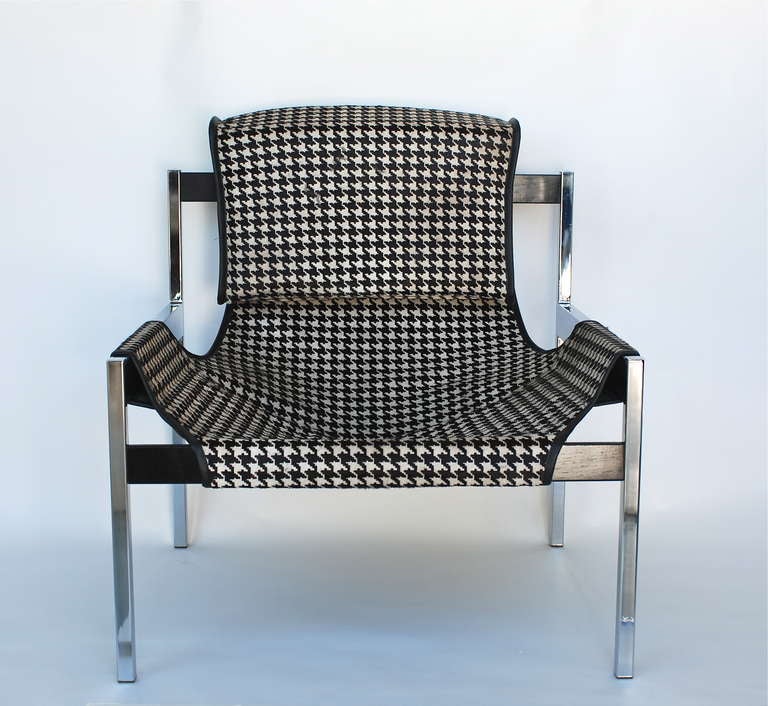 Late 20th Century Houndstooth Sling Lounge Chair  by Jerry Johnson