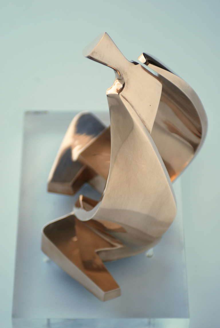 Abstract Italian Bronze Sculpture by D. Delo for Pragos In Excellent Condition In Palm Springs, CA