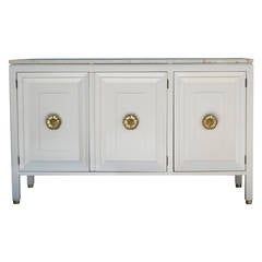 Bone White American of Martinsville Cabinet with Marble Top