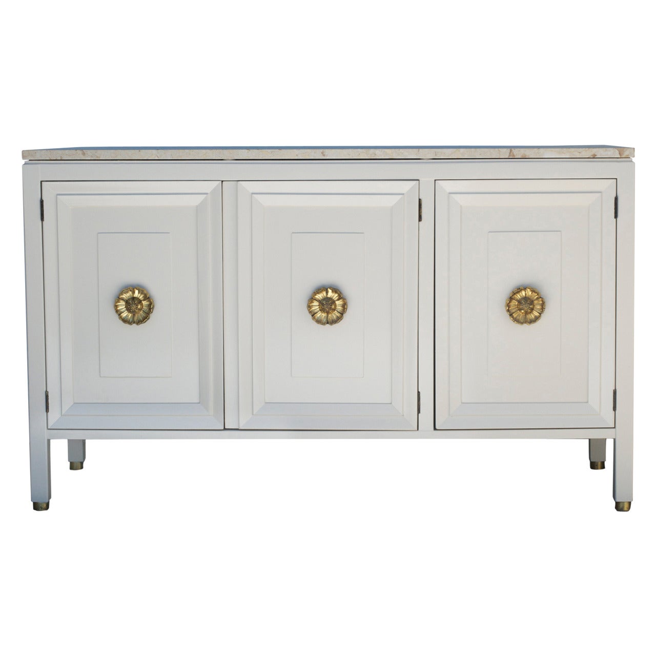 Bone White American of Martinsville Cabinet with Marble Top