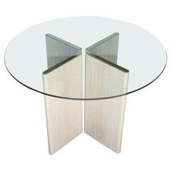 Ello Travertine and Brass Table or Console Base