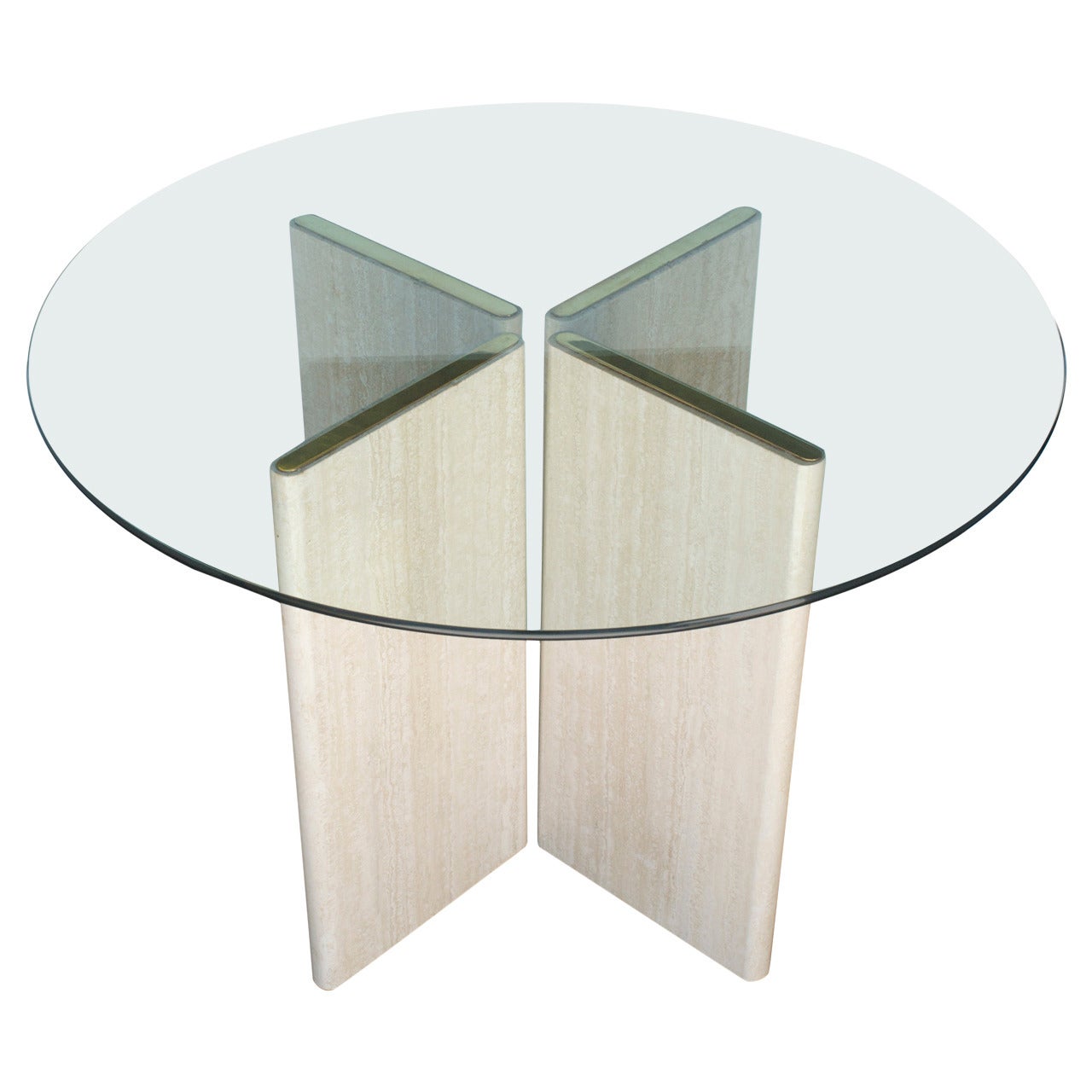 Ello Travertine and Brass Table or Console Base