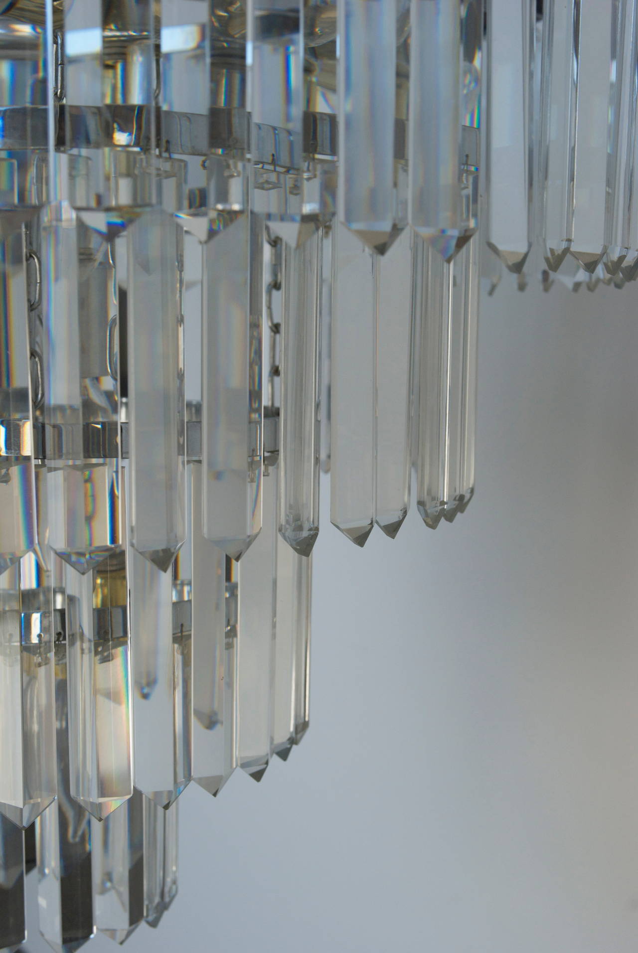 Glass Midcentury Four-Tier Chandelier For Sale