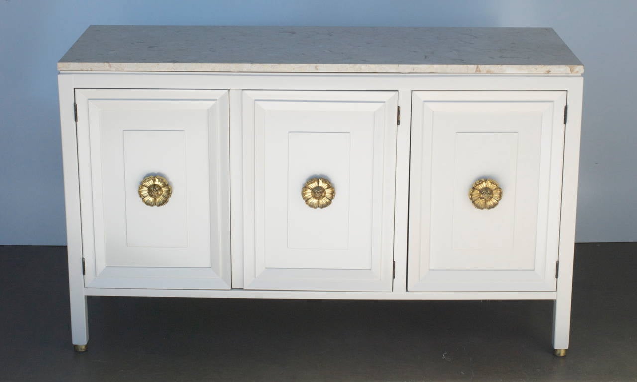 Bone White American of Martinsville Cabinet with Marble Top 3