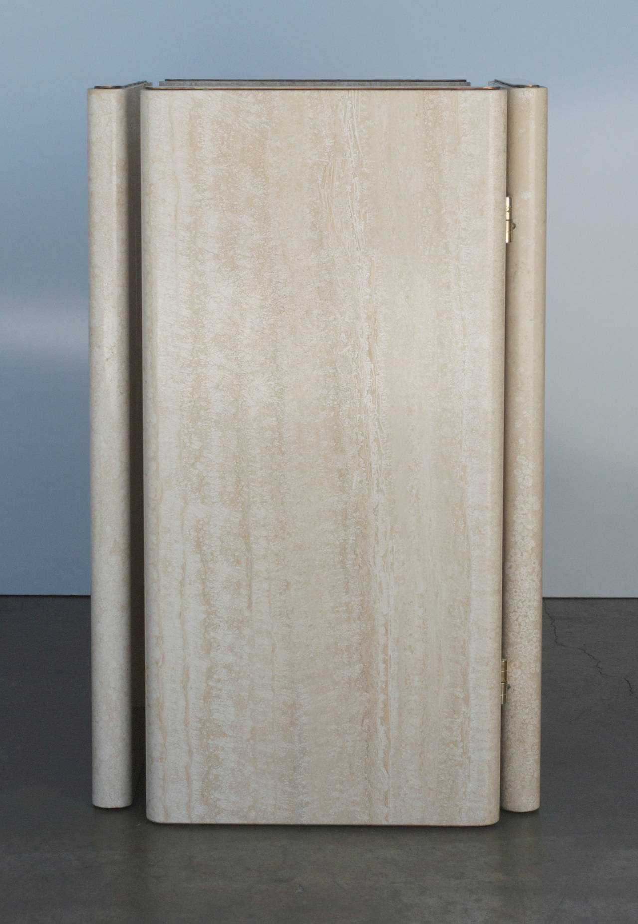 Ello Travertine and Brass Table or Console Base 4