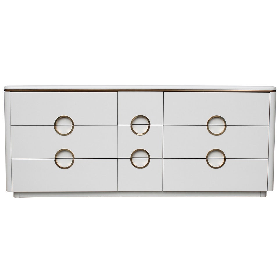 1970s Era Brass and Bone White Dresser Gucci Style by Mount Airy