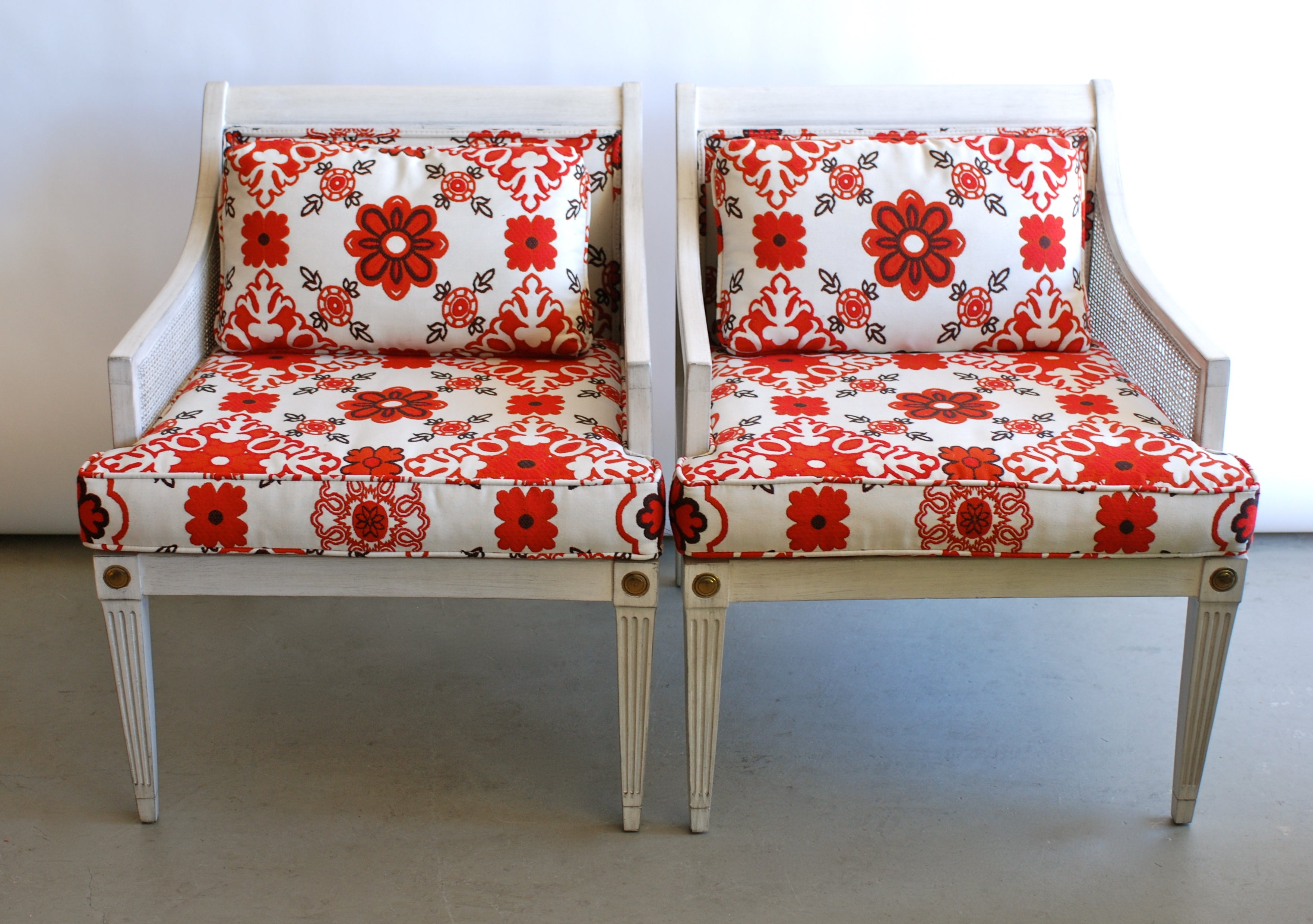 Pair of Painted Cane Chairs