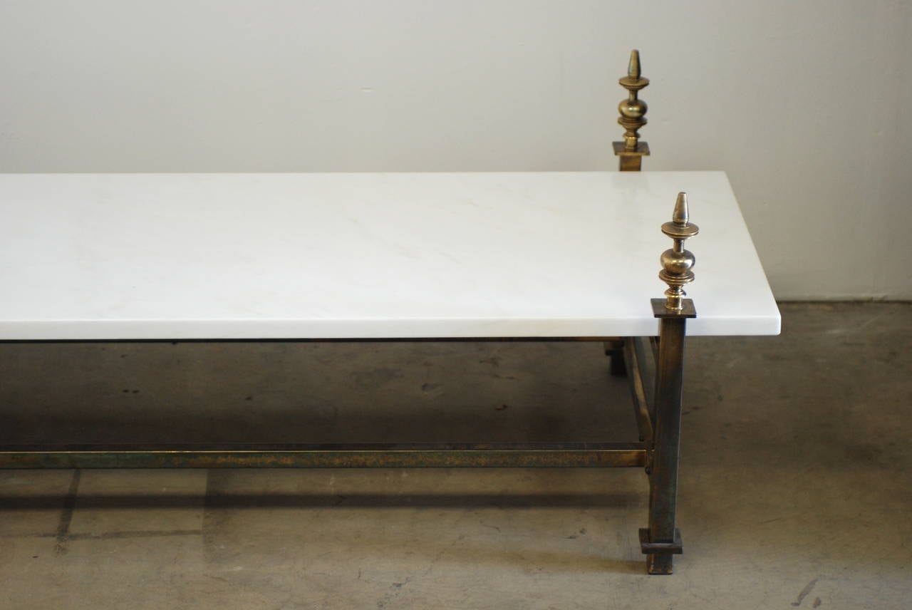  Brass and Marble 1960s Coffee Table In Excellent Condition In Palm Springs, CA