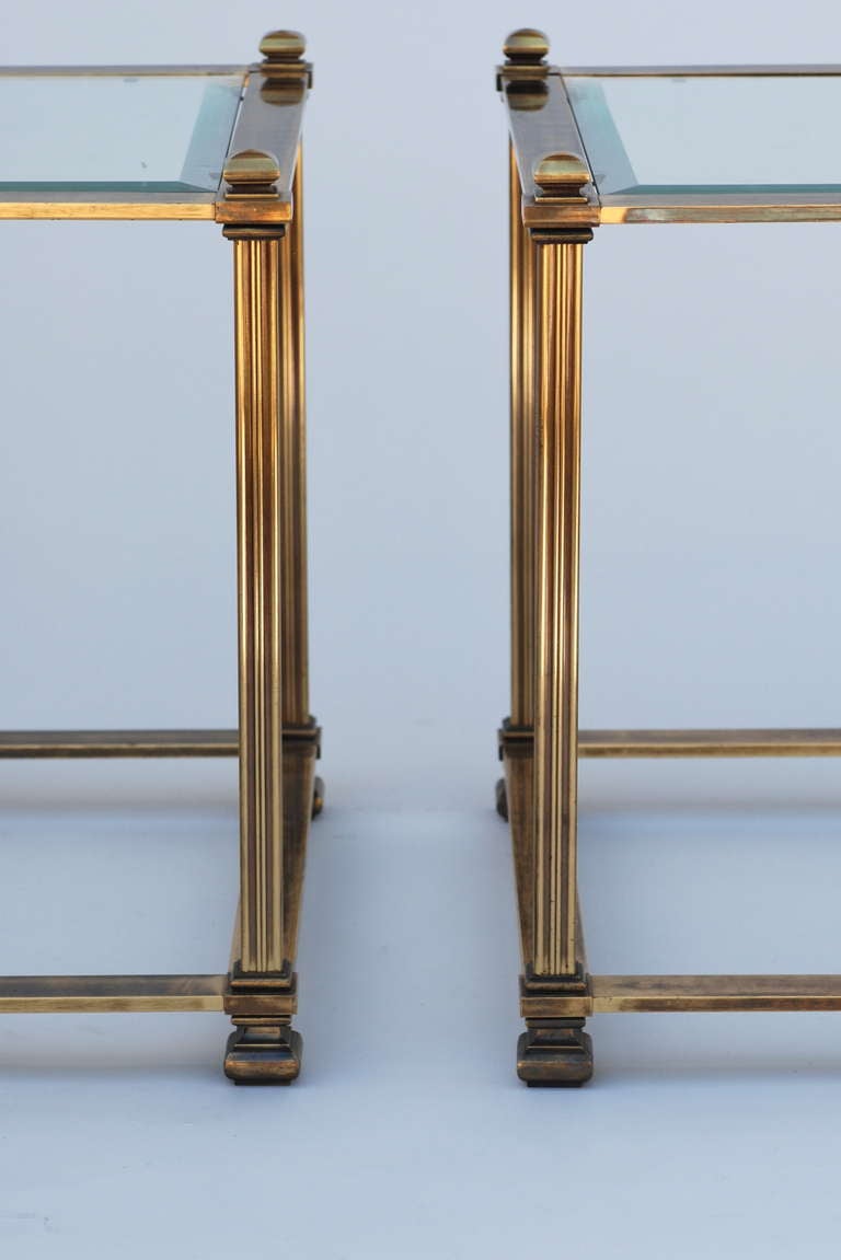 Hollywood Regency Pair of Mastercraft Antique Brass End Tables