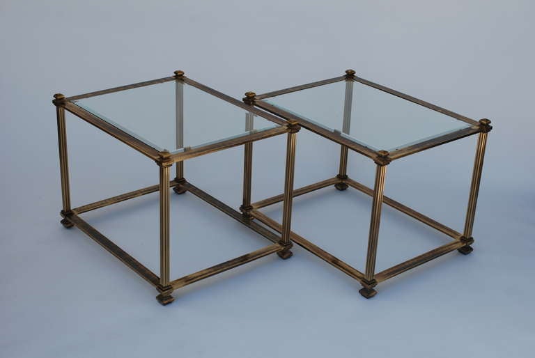 Pair of Mastercraft Antique Brass End Tables 1