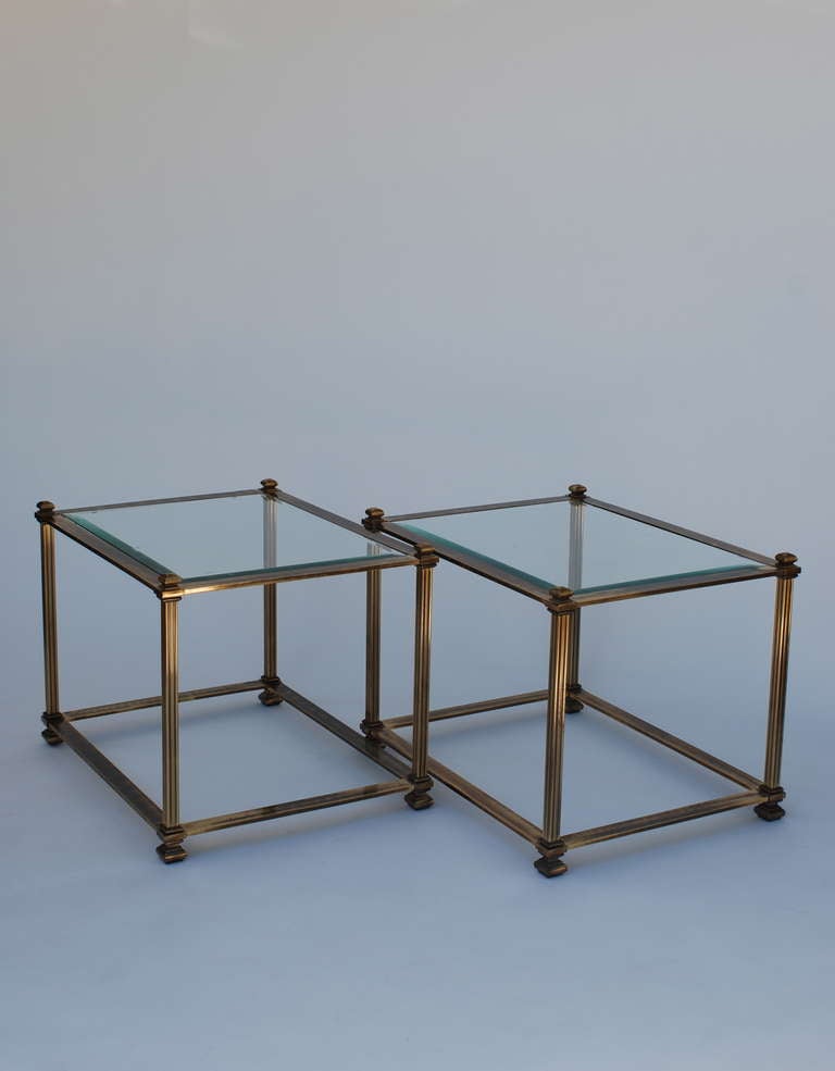 Pair of Mastercraft Antique Brass End Tables 2