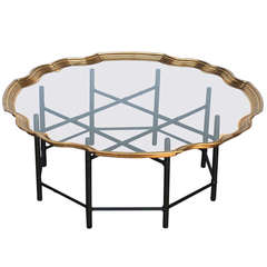 Brass and Glass Faux Bamboo Baker Coffee Table