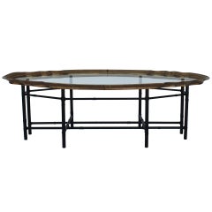 Faux Bamboo Brass Tray Top Coffee Table