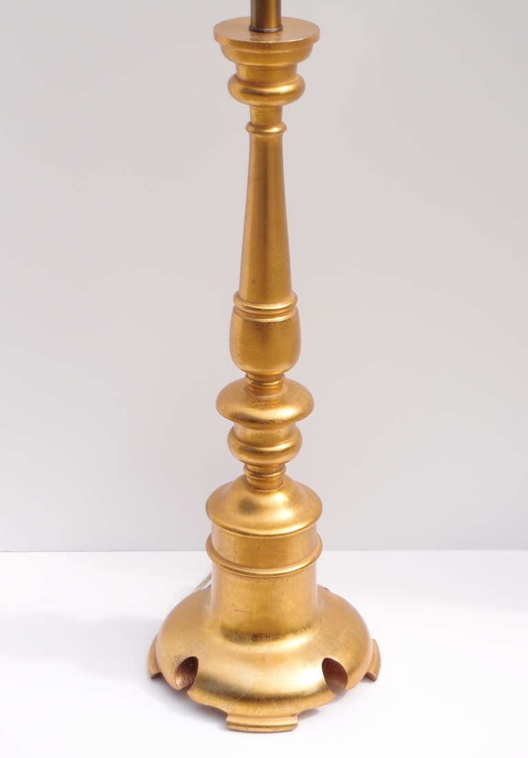 Pair of Elegant Turned Wood Gold Leaf Table Lamps at 1stDibs