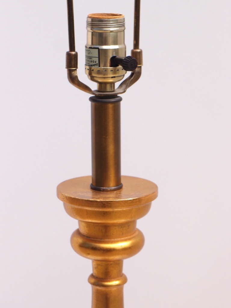 Pair of Elegant Turned Wood Gold Leaf Table Lamps at 1stDibs