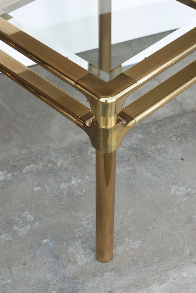 Mid-Century Modern Brass Mastercraft Square End or Side Table