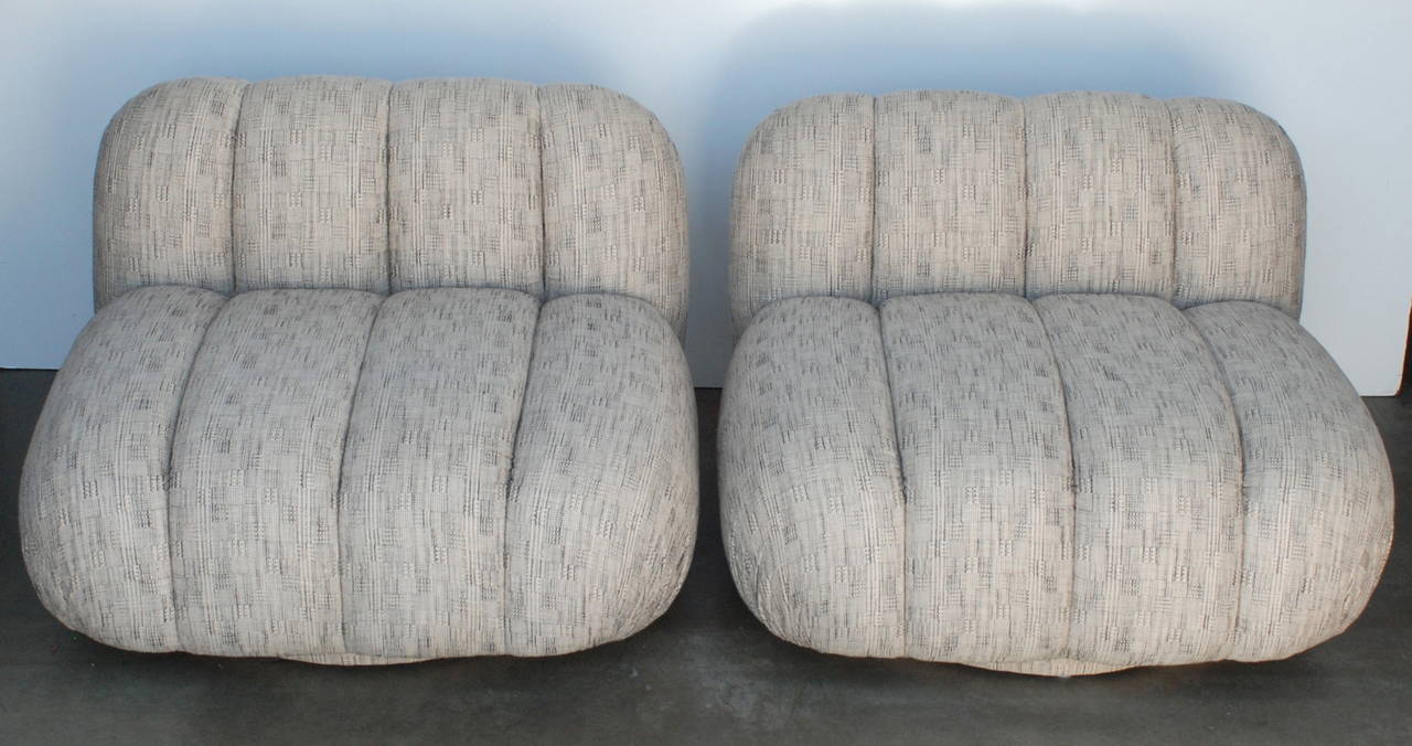 Channel Back Low Slung Swivel Chairs Attributed to Steve Chase 1