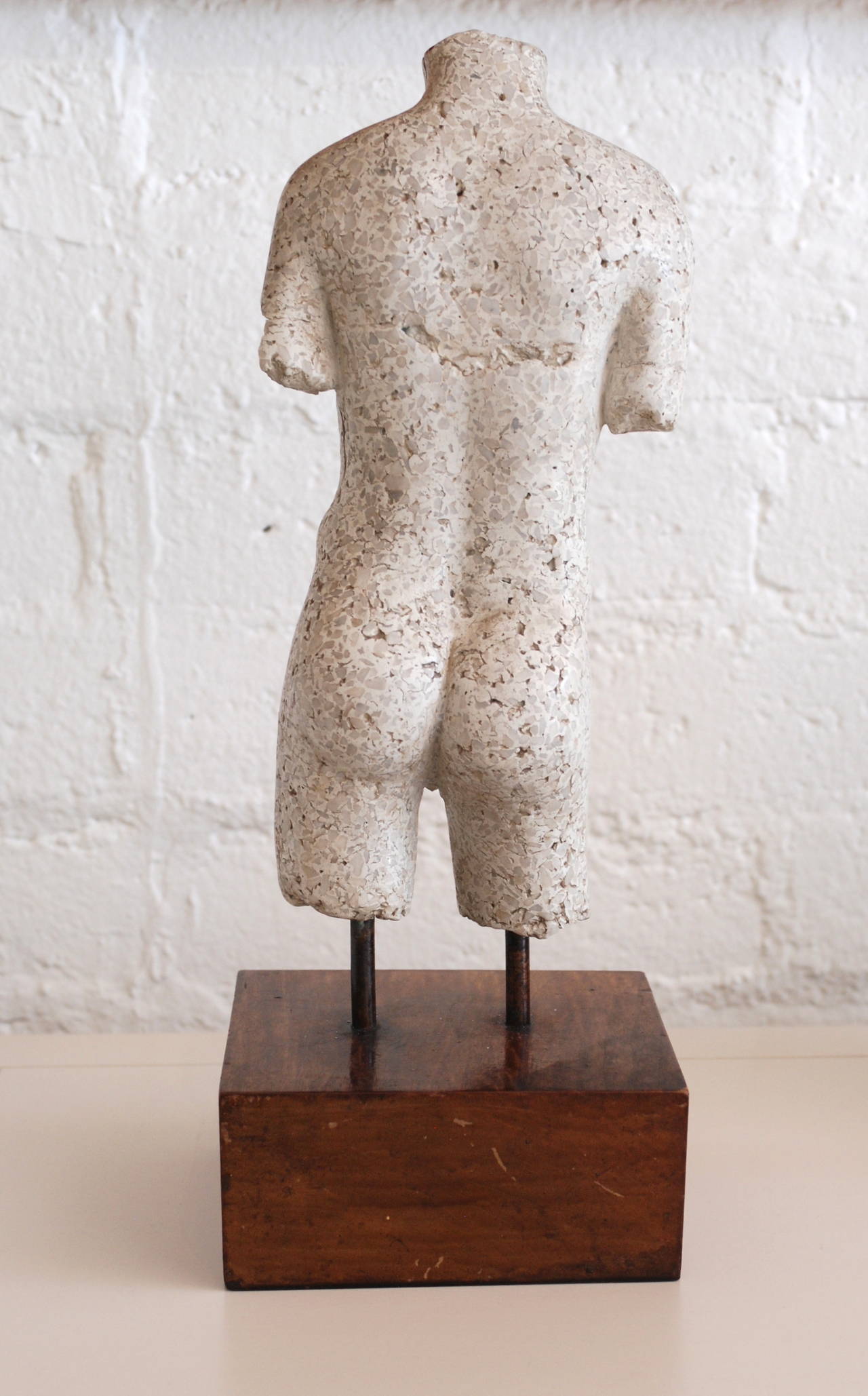 Male Nude Torso Sculpture Rendered in Terrazzo Marble 2