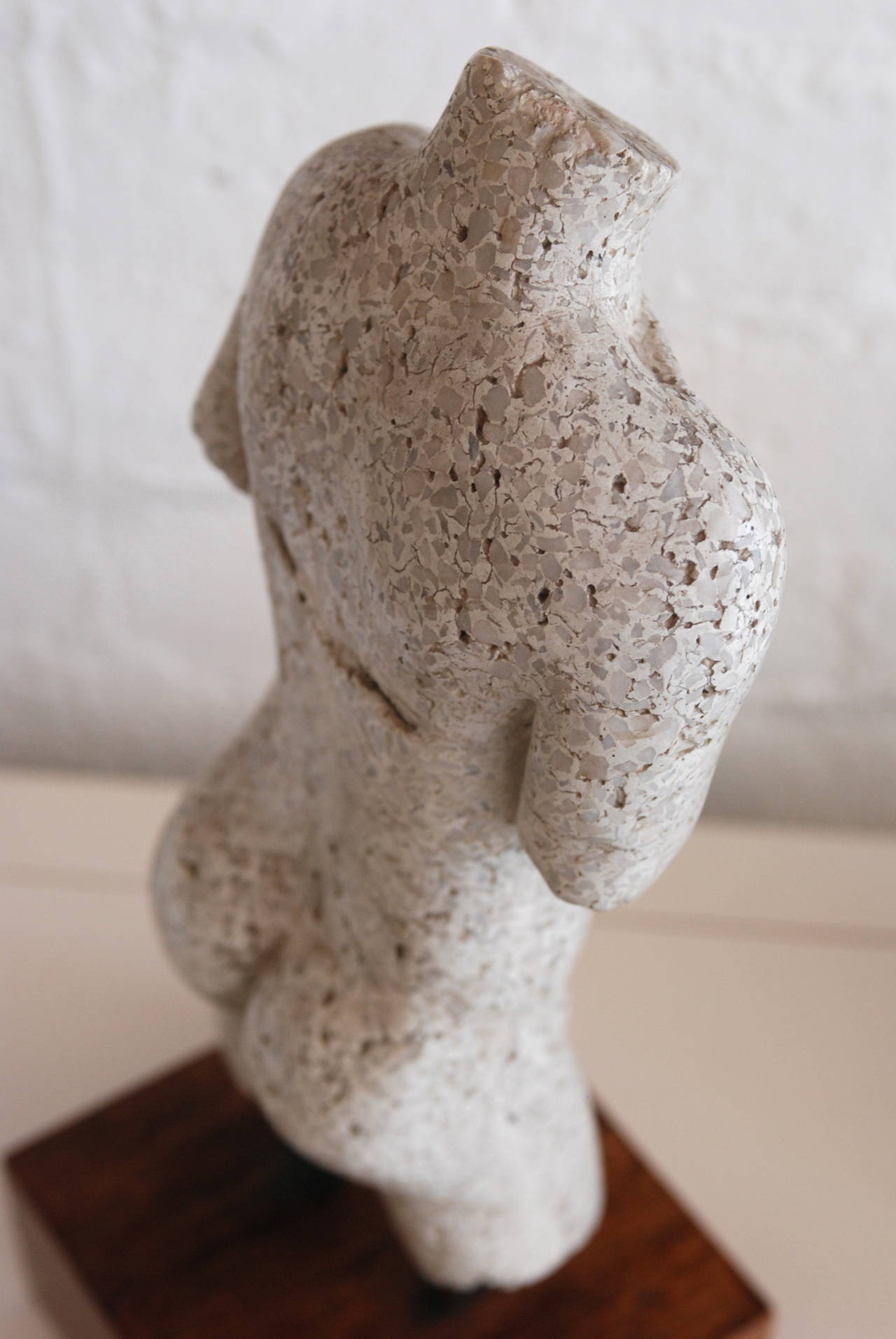 Male Nude Torso Sculpture Rendered in Terrazzo Marble 5