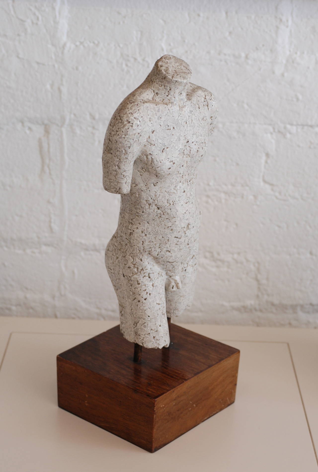 20th Century Male Nude Torso Sculpture Rendered in Terrazzo Marble