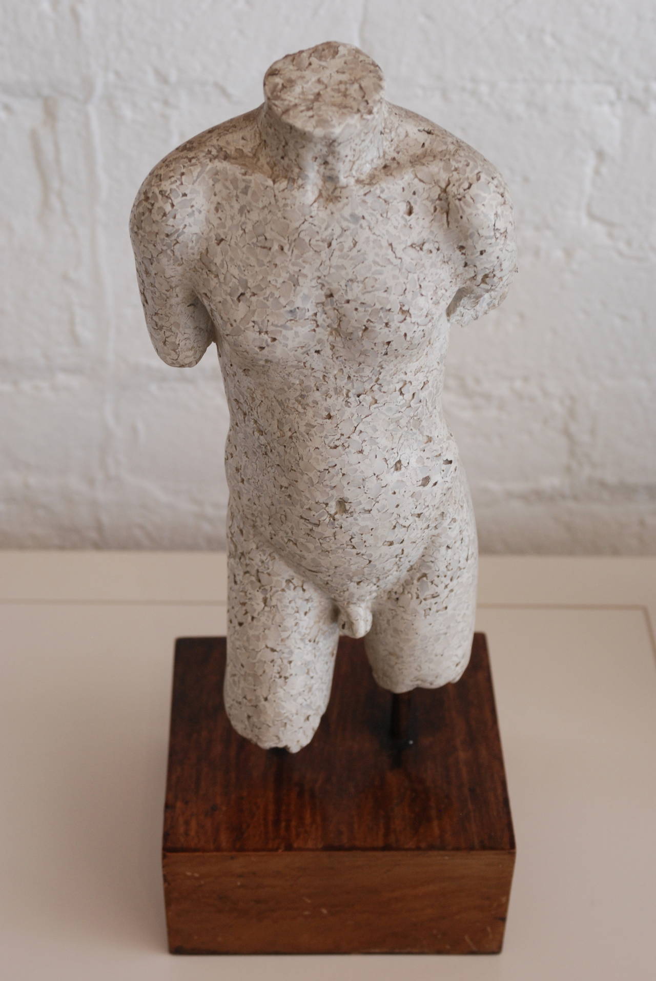 Male Nude Torso Sculpture Rendered in Terrazzo Marble 1