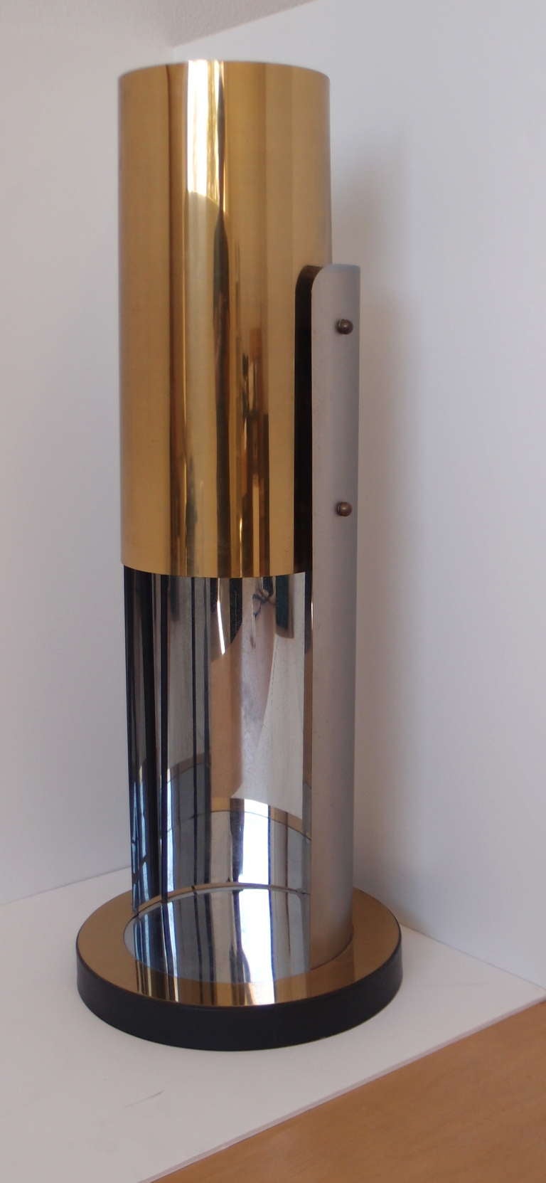 Sculptural Brass and Chrome Curtis Jere Table Lamp at 1stdibs