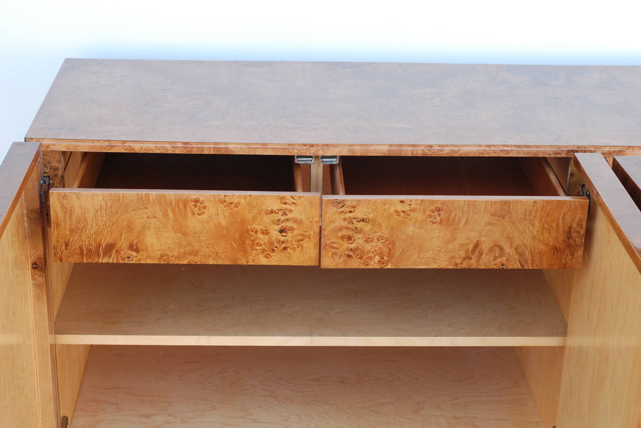 20th Century Milo Baughman Attributed Burl Wood Cabinet