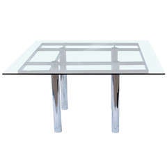 Knoll Tobia Scarpa "Andre" Dining Table in Chrome with Glass Top