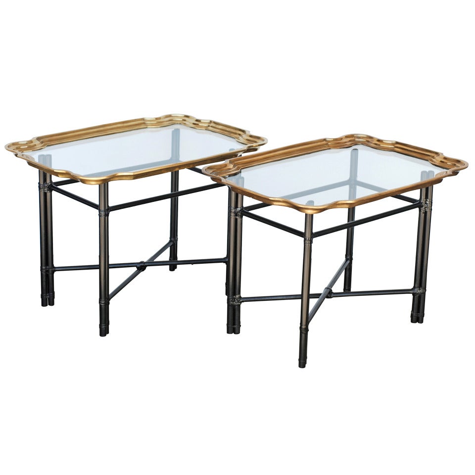 Pair of Brass and Glass Tables