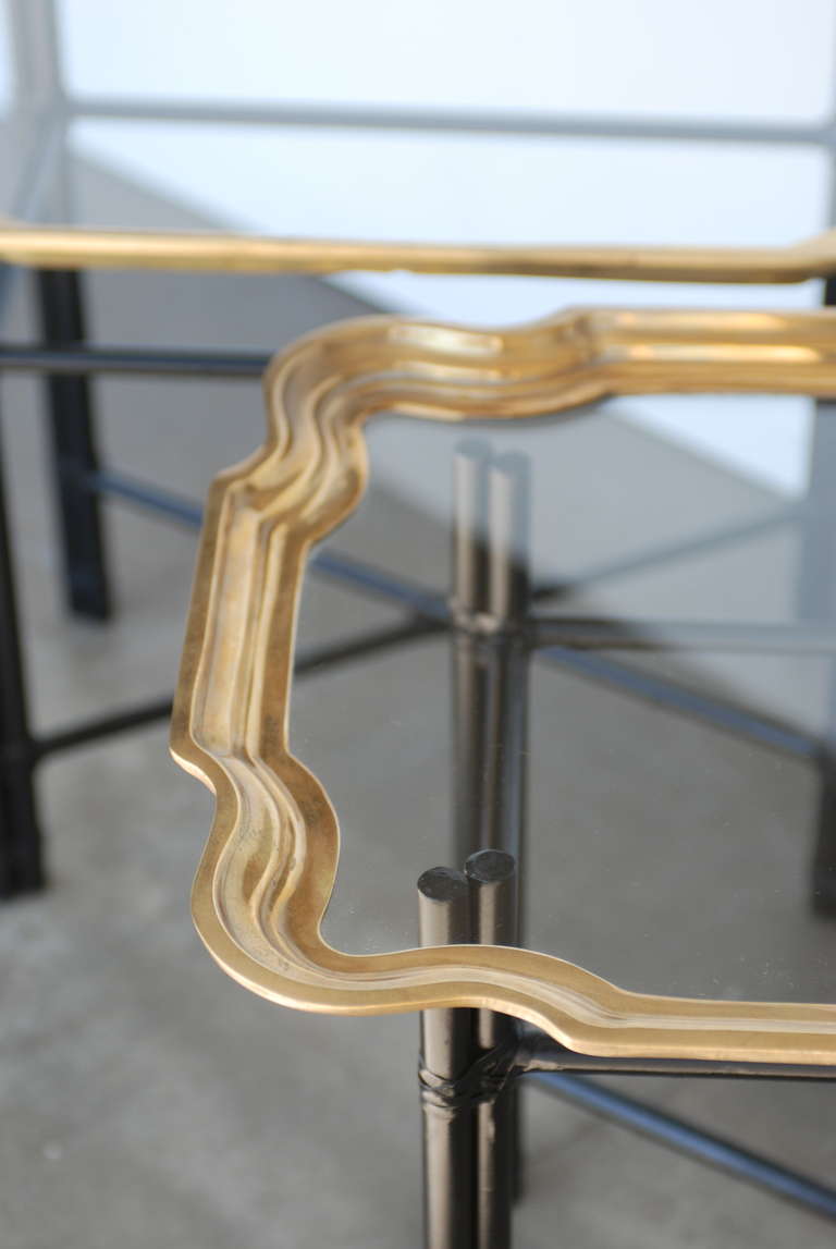 Pair of Brass and Glass Tables 1