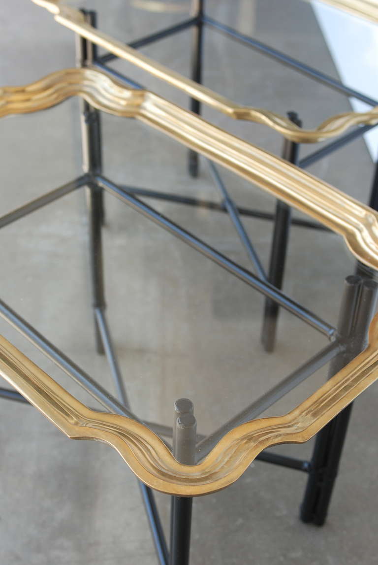 Pair of Brass and Glass Tables 2