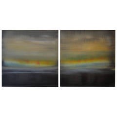 Mark Russell Jones Large Diptych Abstract Oil Paintings
