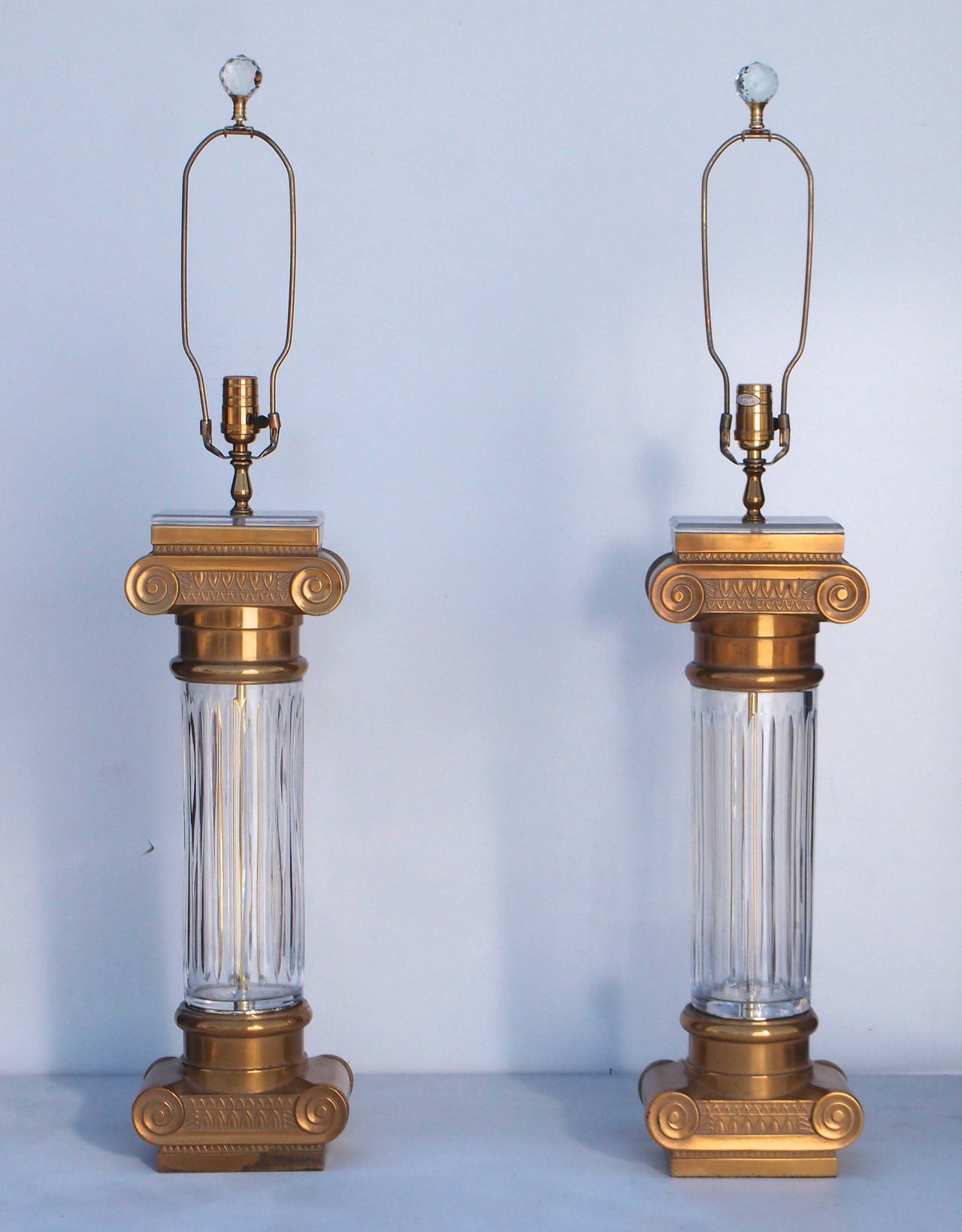 Pair of Neoclassical Column Lamps