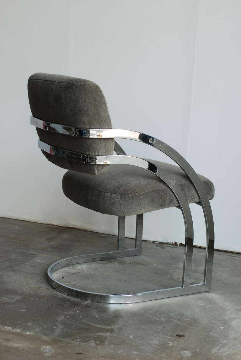Late 20th Century Set of Four Curved Chrome Chairs Attributed to Milo Baughman