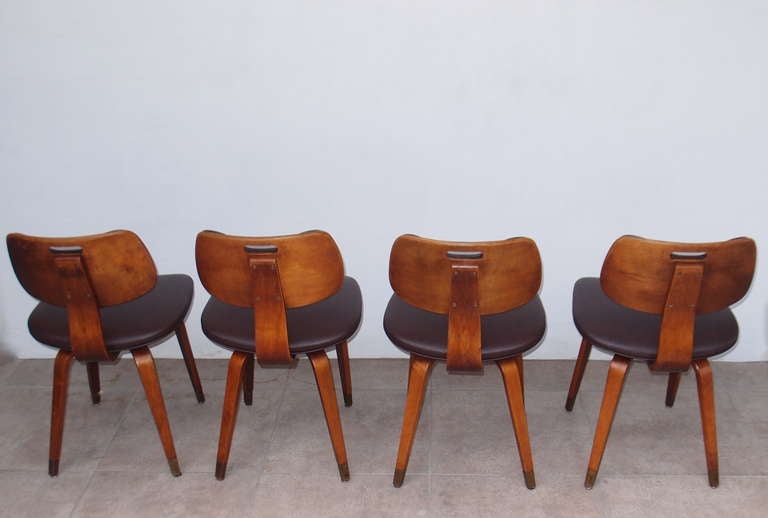 Mid-Century Modern Set of Four Mid-Century Thonet Chairs