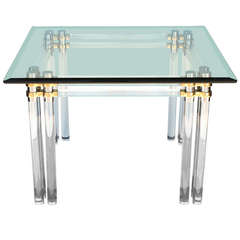 Mixed Metals Lucite Brass and Dining Breakfast or Game Table