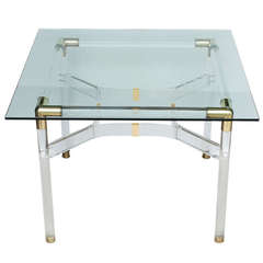 Lucite and Brass Breakfast or Game Table