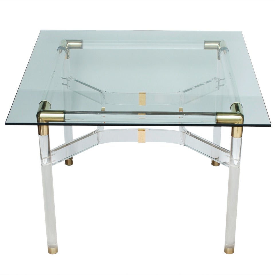 Lucite and Brass Breakfast or Game Table