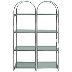 Pair of Chrome Flat Bar Etageres