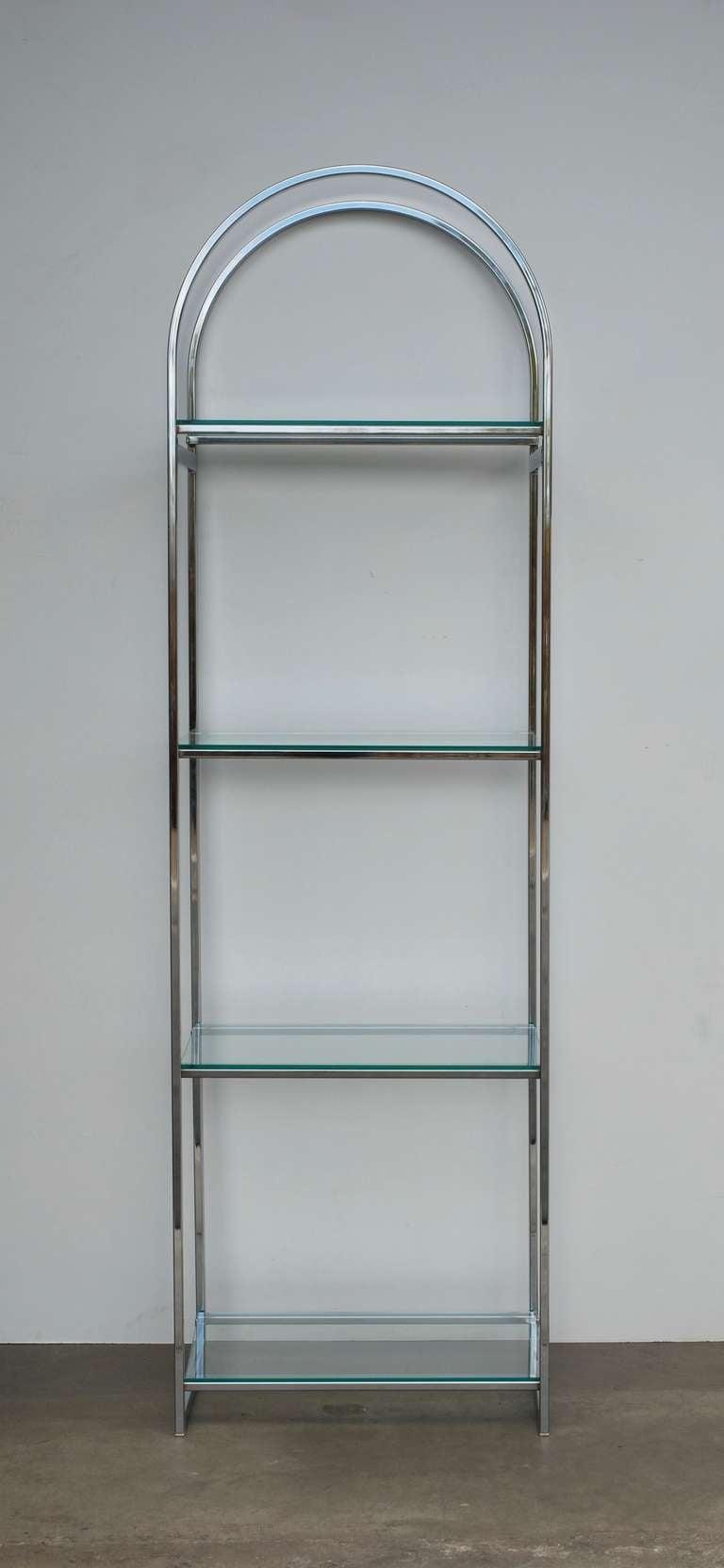 American Pair of Chrome Flat Bar Etageres For Sale