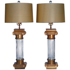 Pair of Neoclassical Column Lamps
