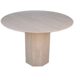Round Travertine Entry or Game Table