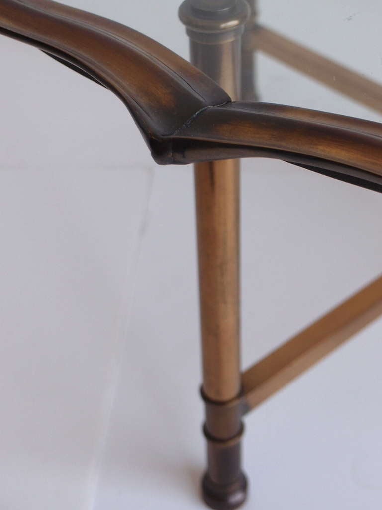 Vintage Baker Style Brass and Glass Coffee Table at 1stDibs