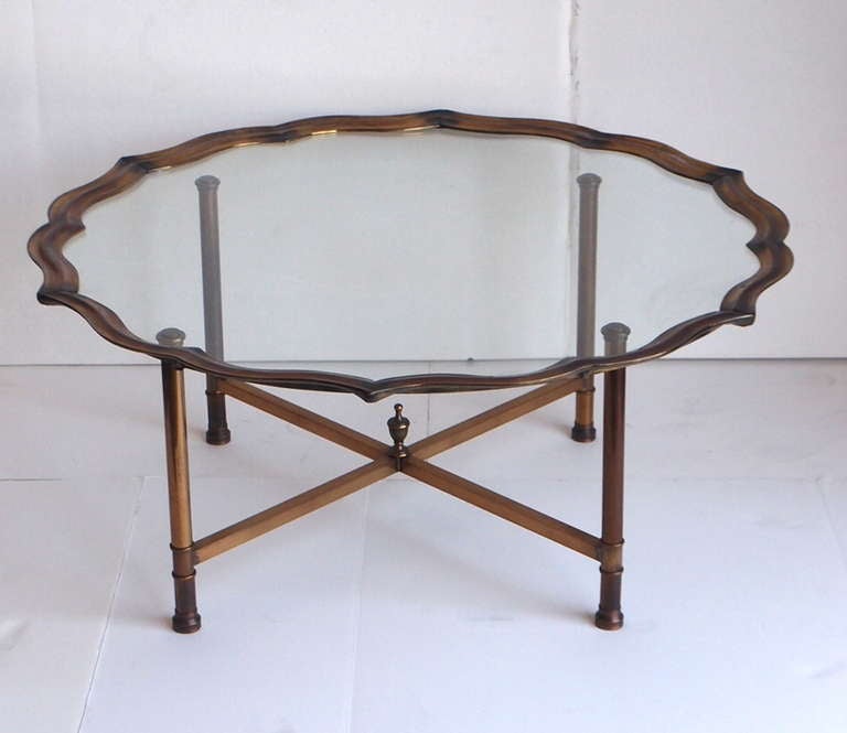 Vintage Baker Style Brass And Glass Coffee Table At 1stdibs American Vintage Baker Style Brass And Glass Coffee Table For