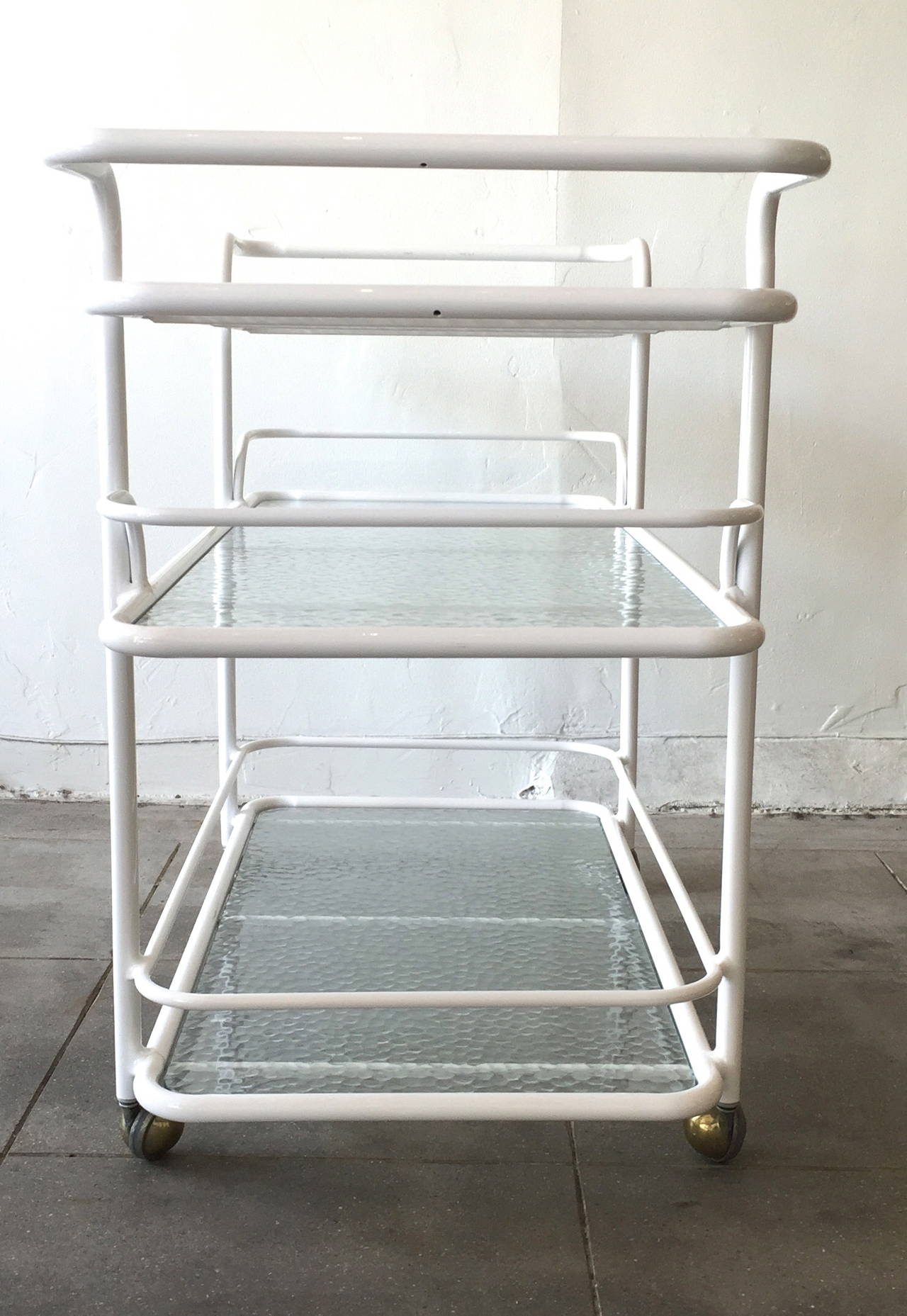 Brown Jordan Patio Bar Cart by Tadao E. Inouyer in White 3