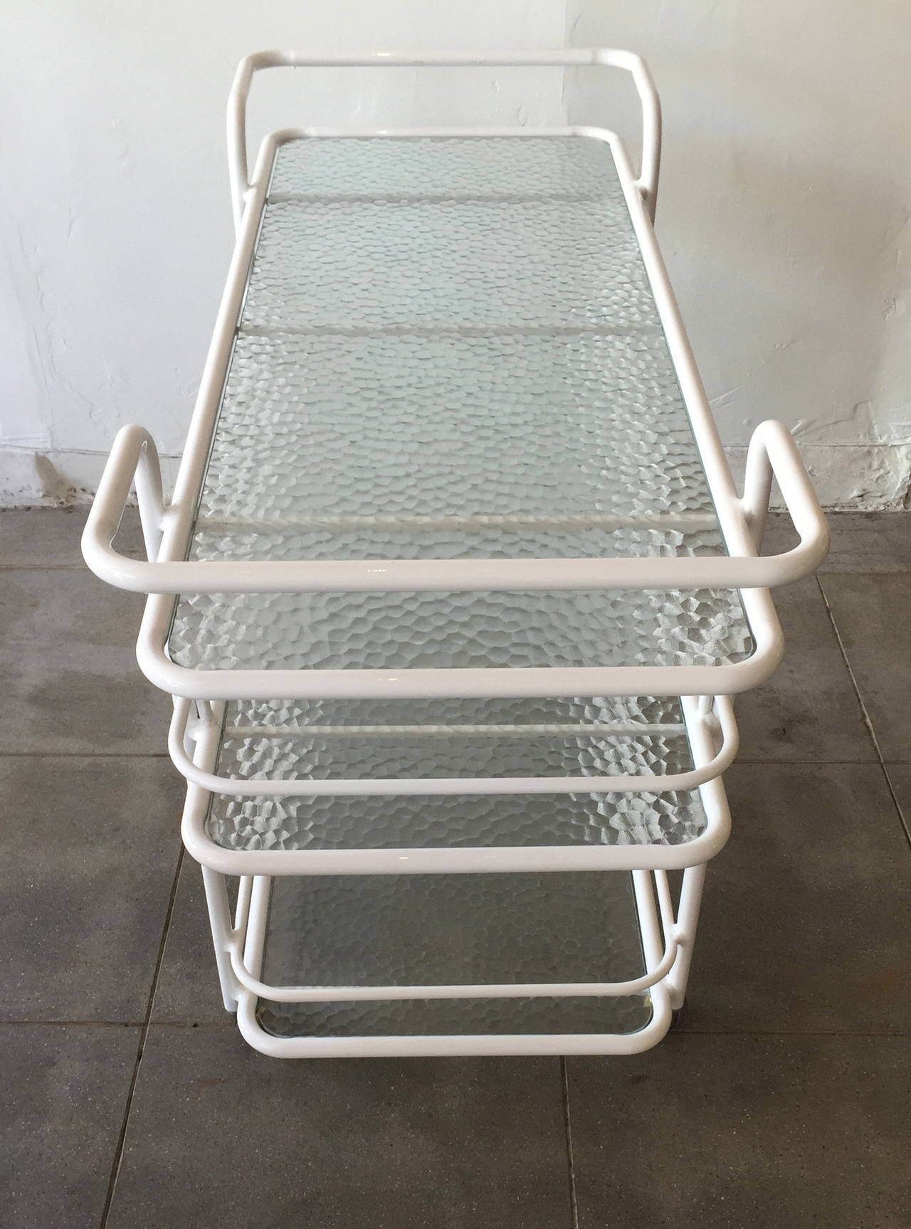 American Brown Jordan Patio Bar Cart by Tadao E. Inouyer in White